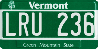 VT license plate LRU236