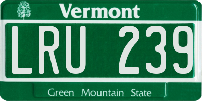 VT license plate LRU239
