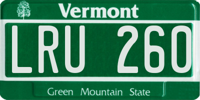 VT license plate LRU260