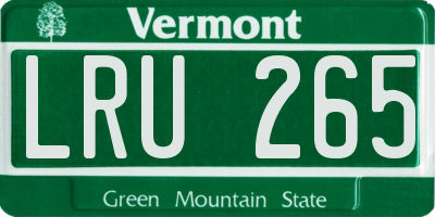 VT license plate LRU265