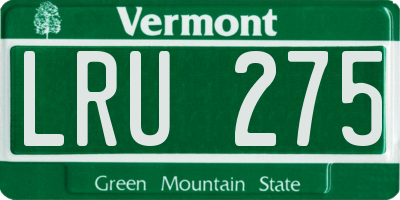 VT license plate LRU275