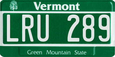 VT license plate LRU289