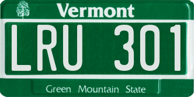 VT license plate LRU301