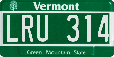VT license plate LRU314