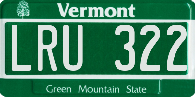 VT license plate LRU322