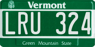 VT license plate LRU324