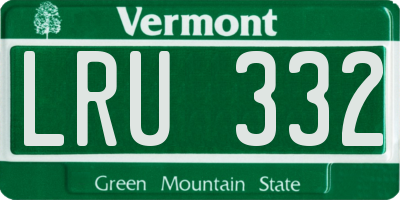 VT license plate LRU332