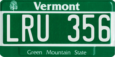 VT license plate LRU356