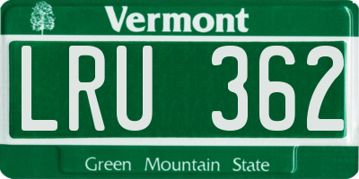 VT license plate LRU362