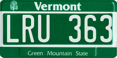 VT license plate LRU363