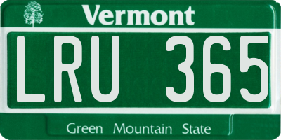 VT license plate LRU365