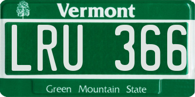 VT license plate LRU366