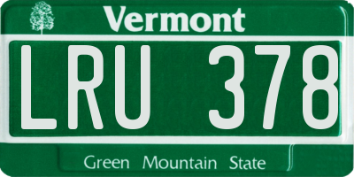 VT license plate LRU378