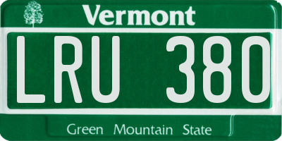 VT license plate LRU380