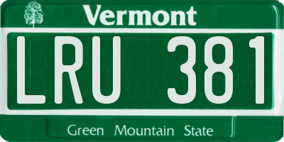 VT license plate LRU381