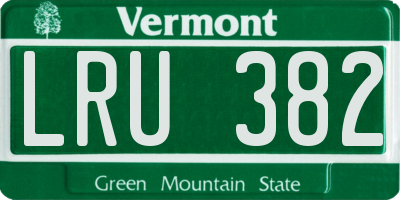 VT license plate LRU382