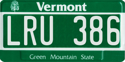 VT license plate LRU386