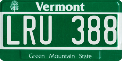 VT license plate LRU388