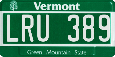 VT license plate LRU389