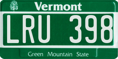 VT license plate LRU398