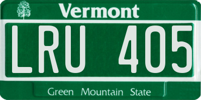 VT license plate LRU405