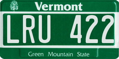 VT license plate LRU422