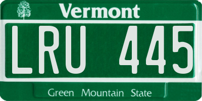 VT license plate LRU445