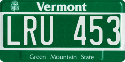 VT license plate LRU453