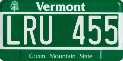 VT license plate LRU455