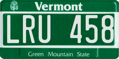 VT license plate LRU458