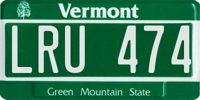 VT license plate LRU474