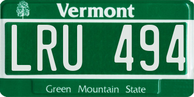 VT license plate LRU494