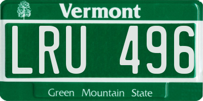VT license plate LRU496