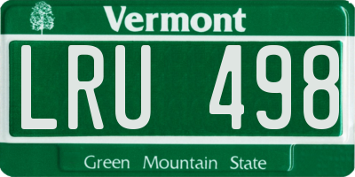 VT license plate LRU498