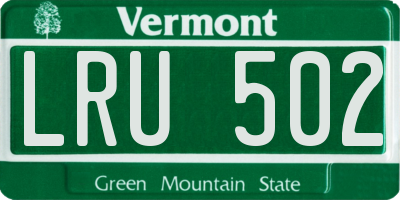 VT license plate LRU502