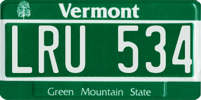 VT license plate LRU534