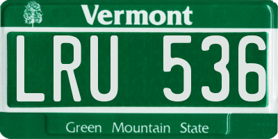 VT license plate LRU536