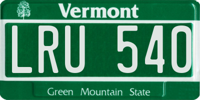 VT license plate LRU540