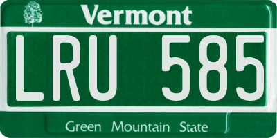 VT license plate LRU585