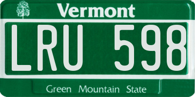 VT license plate LRU598