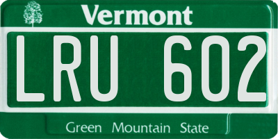 VT license plate LRU602