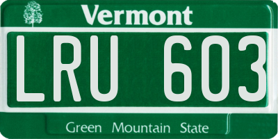 VT license plate LRU603