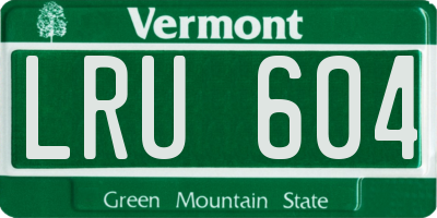 VT license plate LRU604