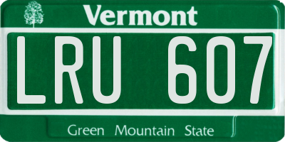 VT license plate LRU607