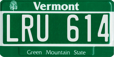 VT license plate LRU614