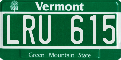 VT license plate LRU615