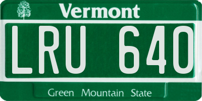 VT license plate LRU640