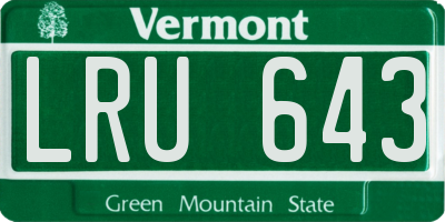 VT license plate LRU643