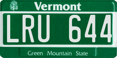 VT license plate LRU644