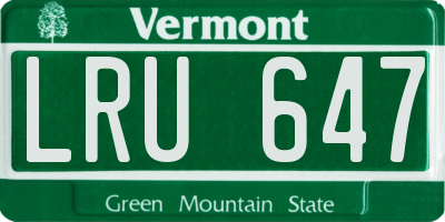 VT license plate LRU647